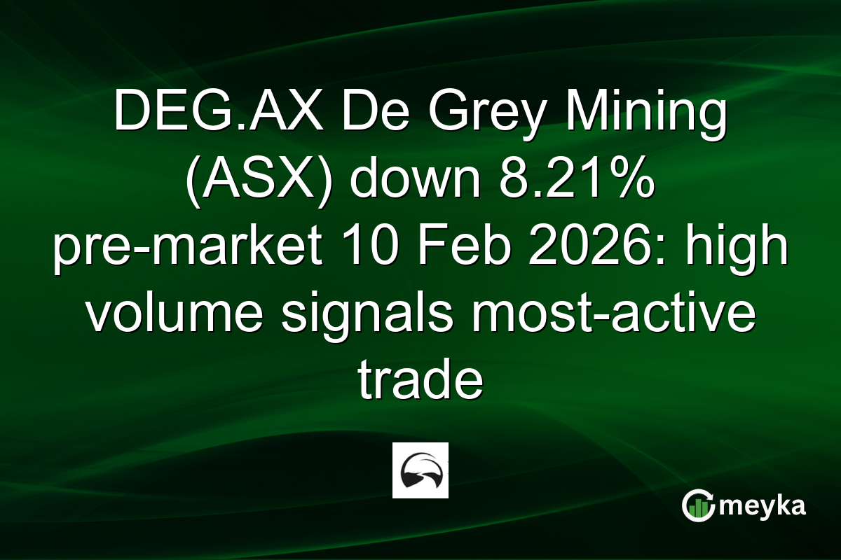 DEG.AX De Grey Mining (ASX) down 8.21% pre-market 10 Feb 2026: high volume signals most-active trade