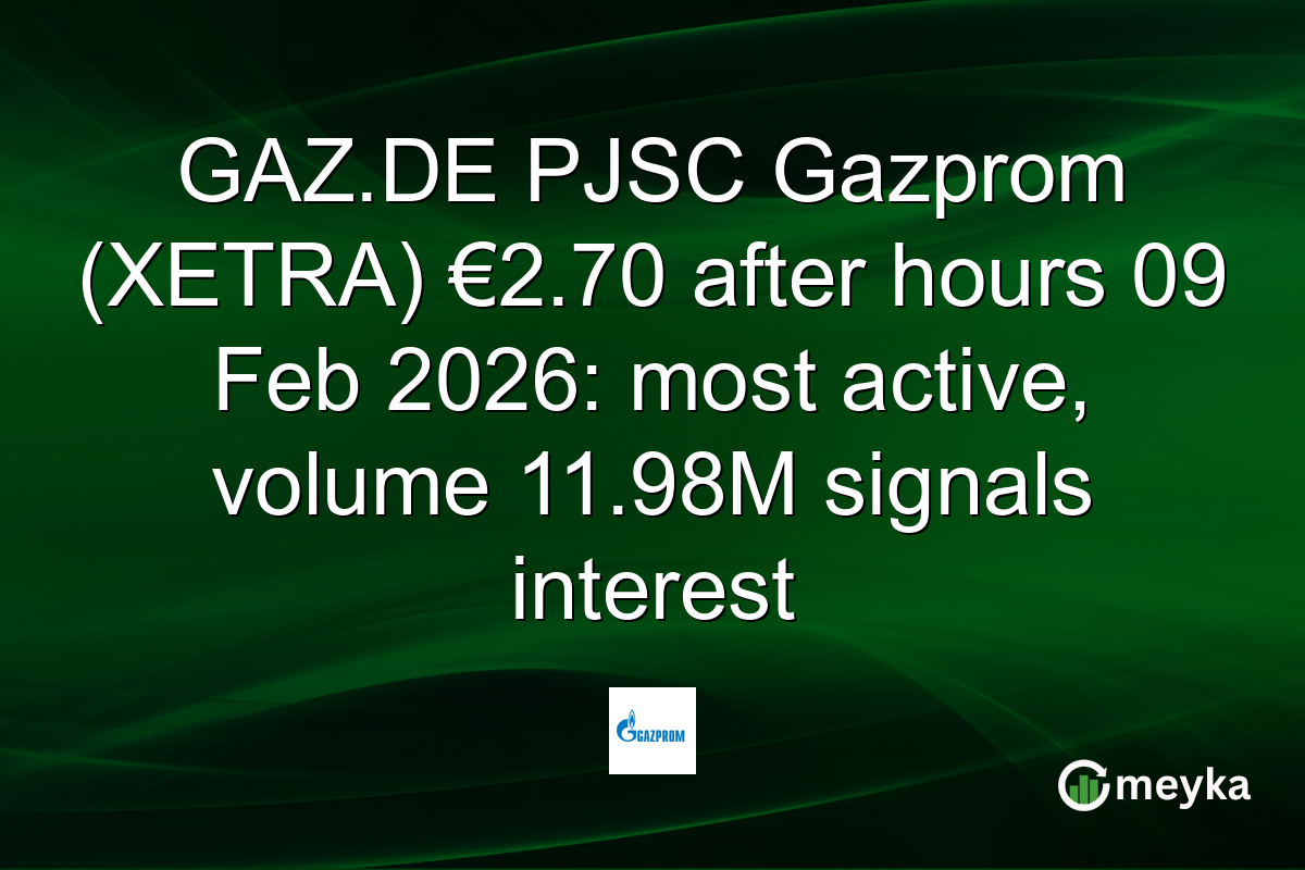 GAZ.DE PJSC Gazprom (XETRA) €2.70 after hours 09 Feb 2026: most active, volume 11.98M signals interest