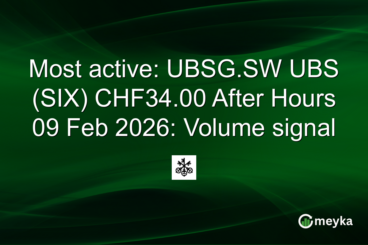 Most active: UBSG.SW UBS (SIX) CHF34.00 After Hours 09 Feb 2026: Volume signal