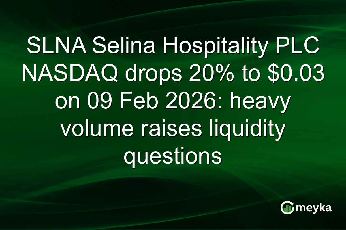 SLNA Selina Hospitality PLC NASDAQ drops 20% to $0.03 on 09 Feb 2026: heavy volume raises liquidity questions