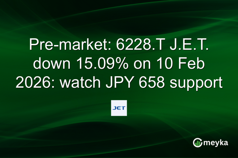Pre-market: 6228.T J.E.T. down 15.09% on 10 Feb 2026: watch JPY 658 support