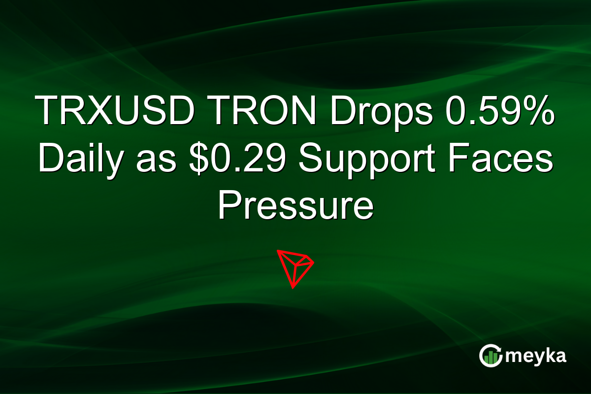 TRXUSD TRON Drops 0.59% Daily as $0.29 Support Faces Pressure