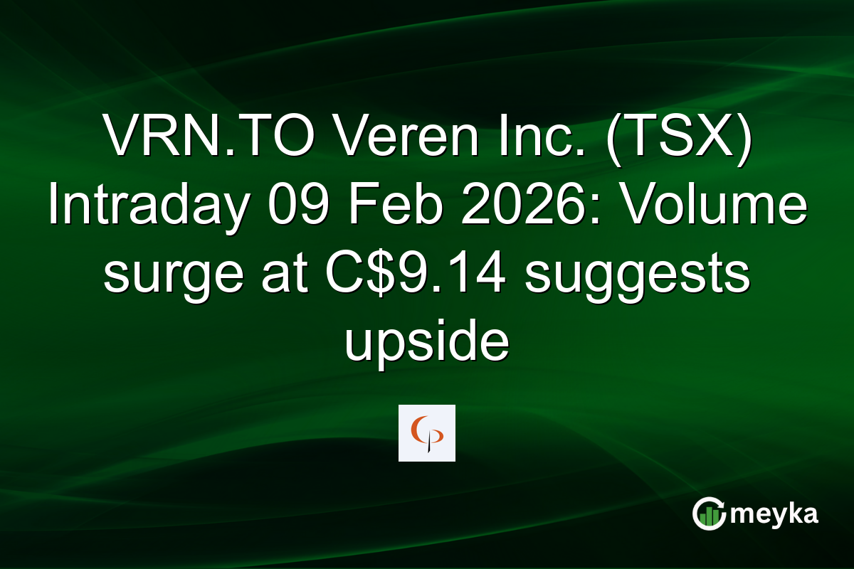 VRN.TO Veren Inc. (TSX) Intraday 09 Feb 2026: Volume surge at C$9.14 suggests upside
