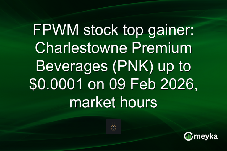 FPWM stock top gainer: Charlestowne Premium Beverages (PNK) up to $0.0001 on 09 Feb 2026, market hours