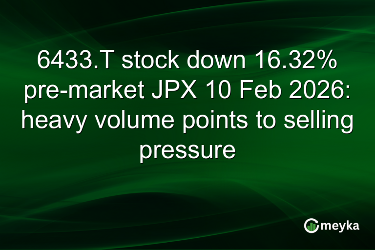 6433.T stock down 16.32% pre-market JPX 10 Feb 2026: heavy volume points to selling pressure