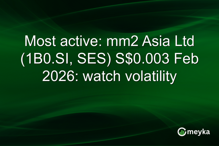Most active: mm2 Asia Ltd (1B0.SI, SES) S$0.003 Feb 2026: watch volatility