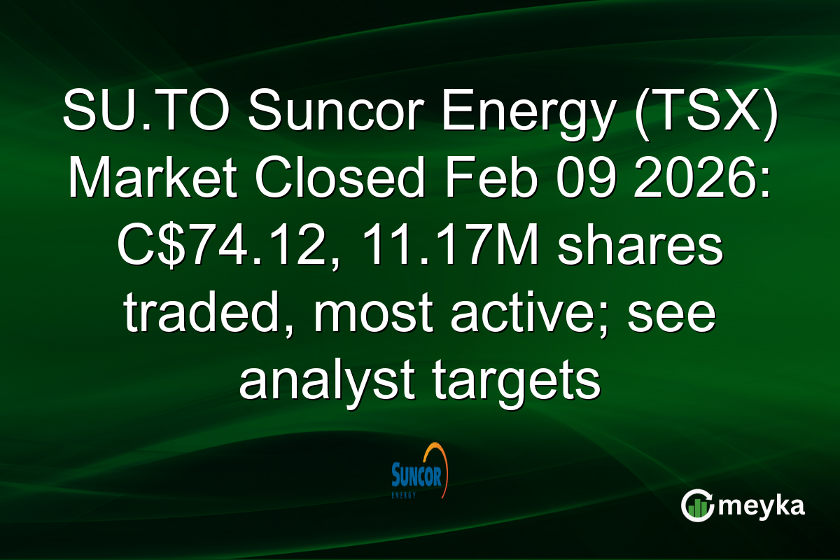 SU.TO Suncor Energy (TSX) Market Closed Feb 09 2026: C$74.12, 11.17M shares traded, most active; see analyst targets