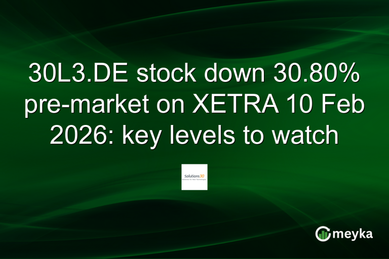 30L3.DE stock down 30.80% pre-market on XETRA 10 Feb 2026: key levels to watch