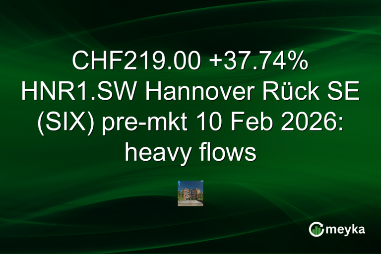 CHF219.00 +37.74% HNR1.SW Hannover Rück SE (SIX) pre-mkt 10 Feb 2026: heavy flows
