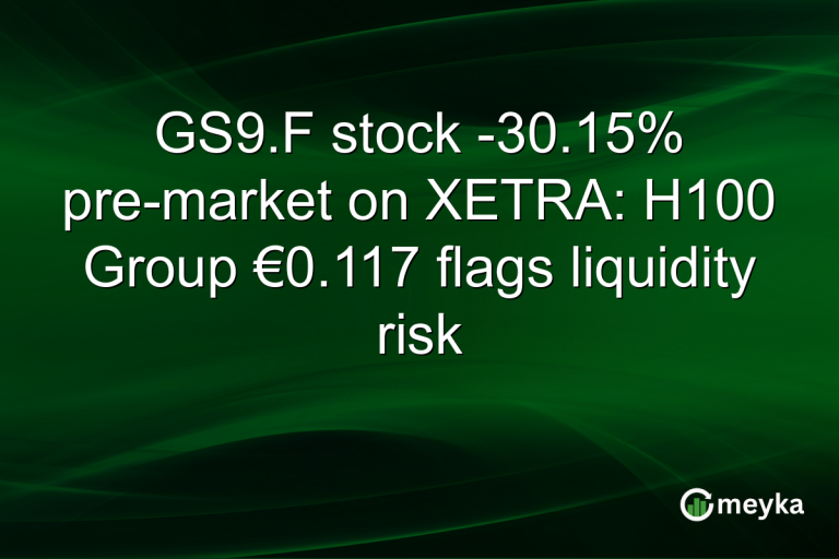 GS9.F stock -30.15% pre-market on XETRA: H100 Group €0.117 flags liquidity risk
