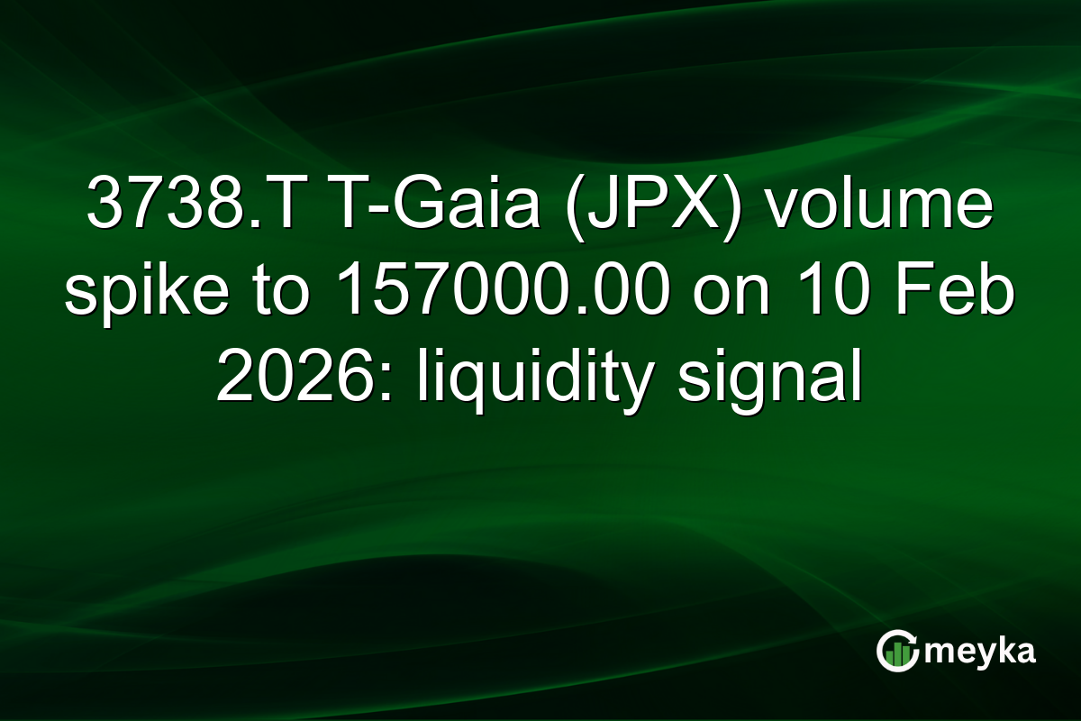 3738.T T-Gaia (JPX) volume spike to 157000.00 on 10 Feb 2026: liquidity signal