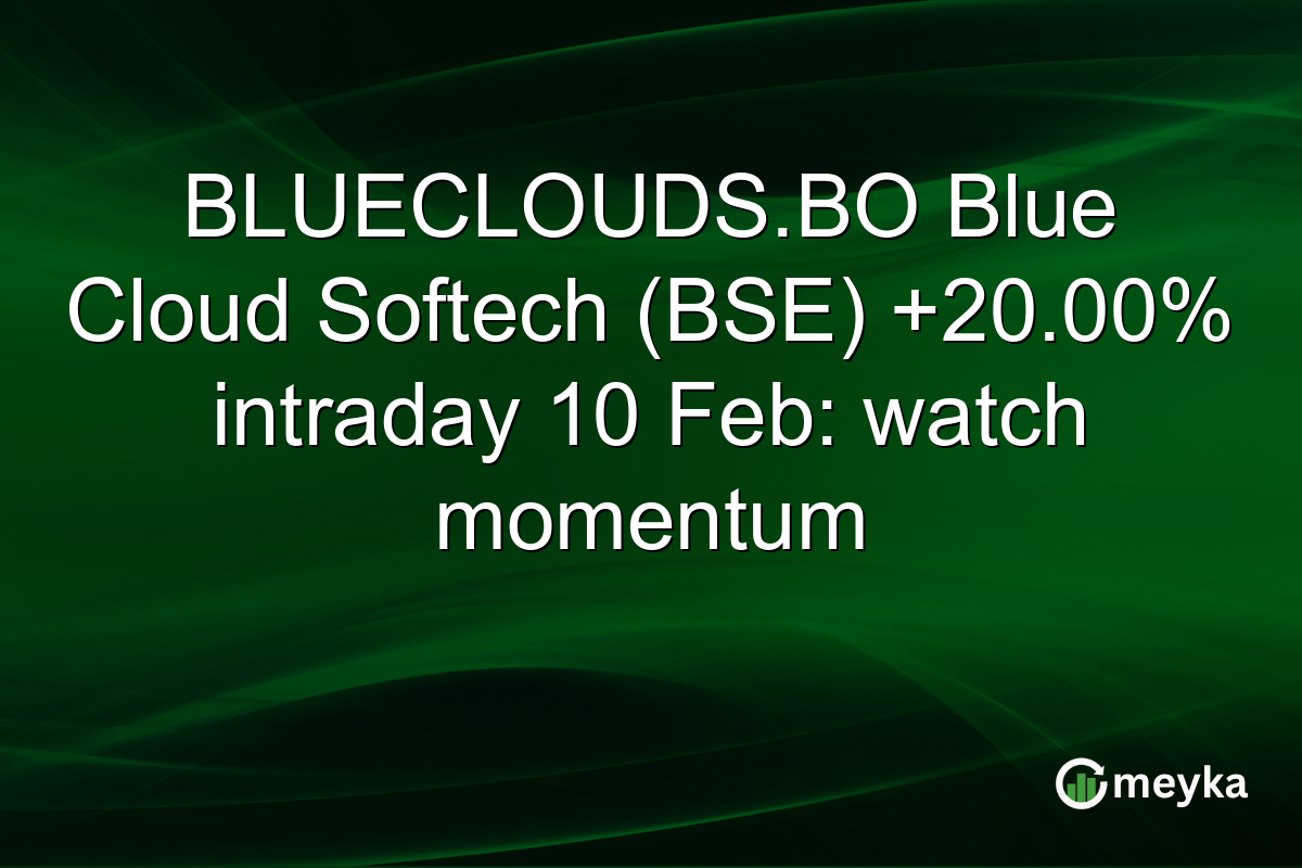 BLUECLOUDS.BO Blue Cloud Softech (BSE) +20.00% intraday 10 Feb: watch momentum