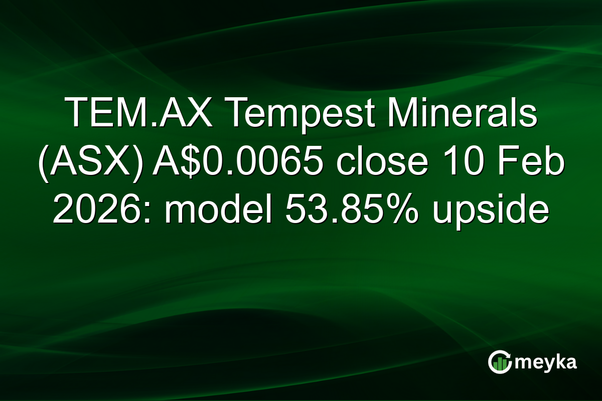 TEM.AX Tempest Minerals (ASX) A$0.0065 close 10 Feb 2026: model 53.85% upside