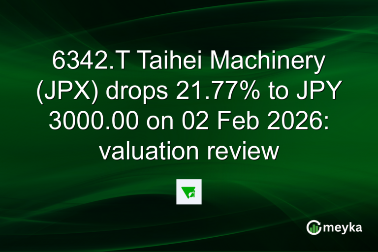 6342.T Taihei Machinery (JPX) drops 21.77% to JPY 3000.00 on 02 Feb 2026: valuation review