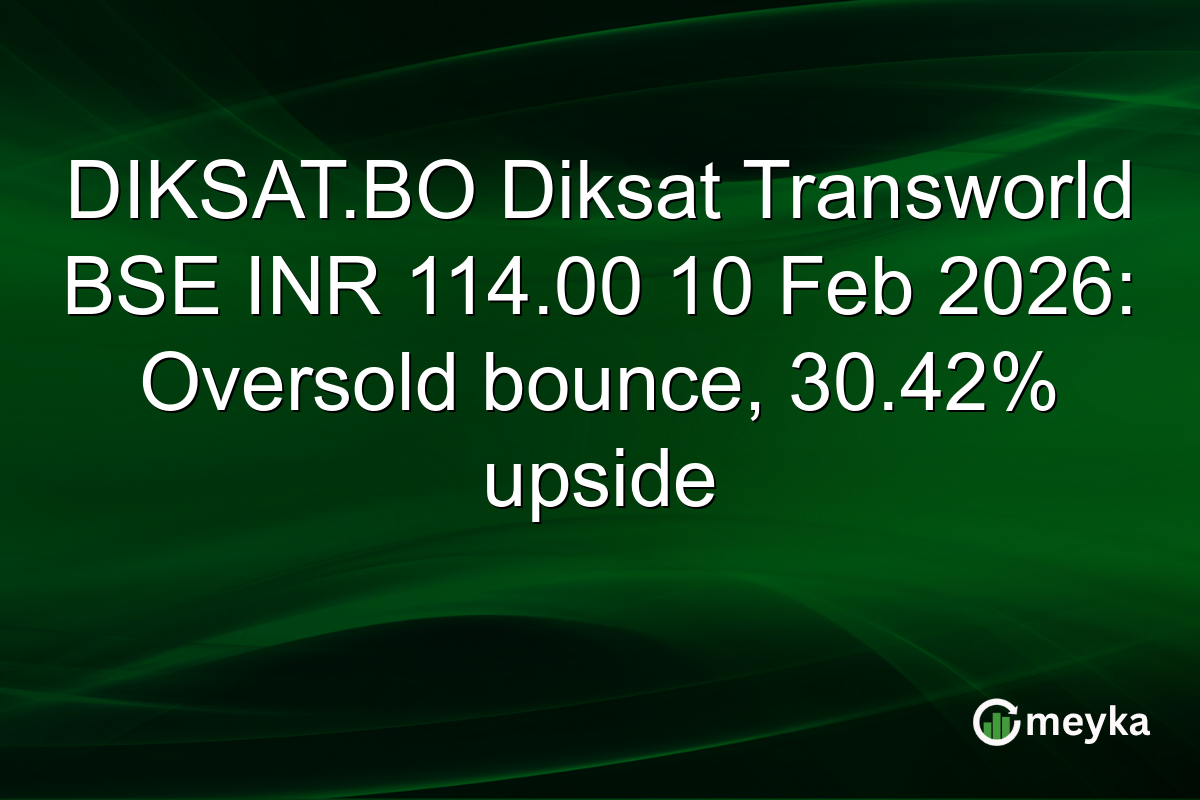 DIKSAT.BO Diksat Transworld BSE INR 114.00 10 Feb 2026: Oversold bounce, 30.42% upside