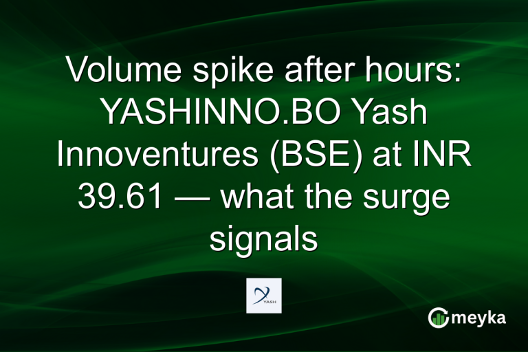 Volume spike after hours: YASHINNO.BO Yash Innoventures (BSE) at INR 39.61 — what the surge signals