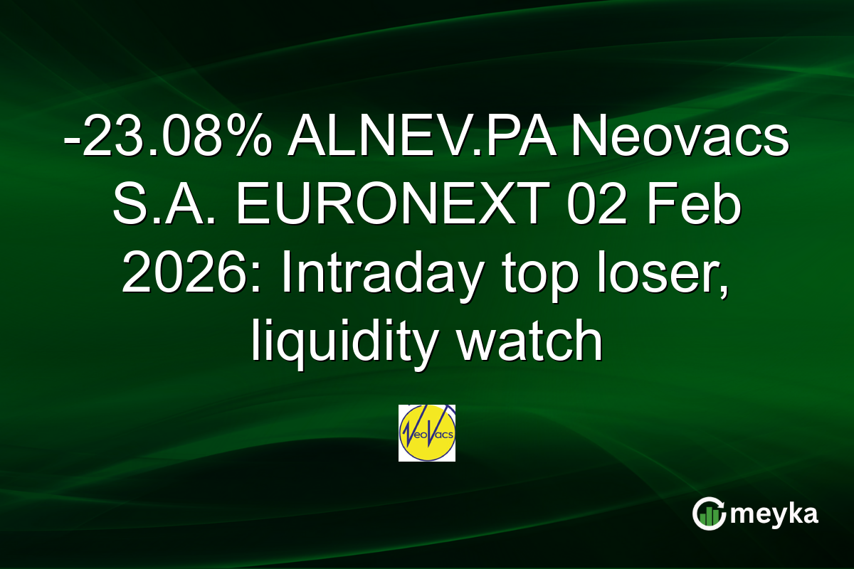 -23.08% ALNEV.PA Neovacs S.A. EURONEXT 02 Feb 2026: Intraday top loser, liquidity watch