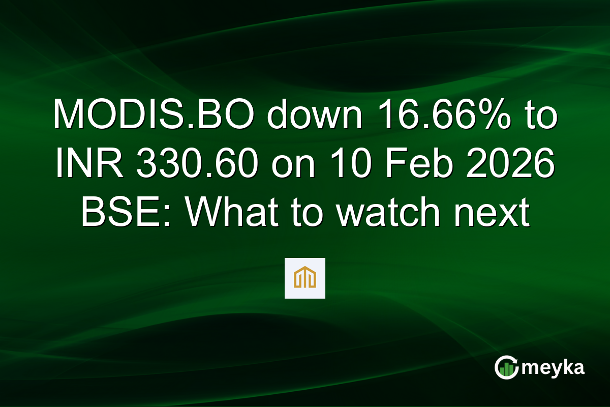 MODIS.BO down 16.66% to INR 330.60 on 10 Feb 2026 BSE: What to watch next