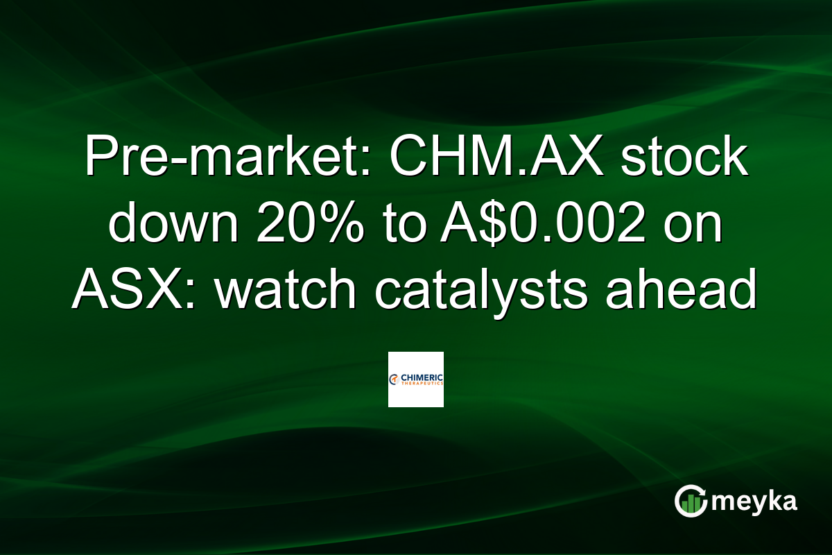 Pre-market: CHM.AX stock down 20% to A$0.002 on ASX: watch catalysts ahead