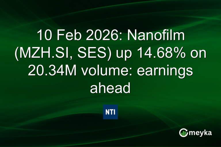 10 Feb 2026: Nanofilm (MZH.SI, SES) up 14.68% on 20.34M volume: earnings ahead