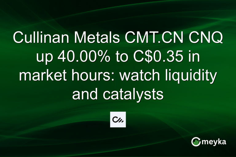Cullinan Metals CMT.CN CNQ up 40.00% to C$0.35 in market hours: watch liquidity and catalysts