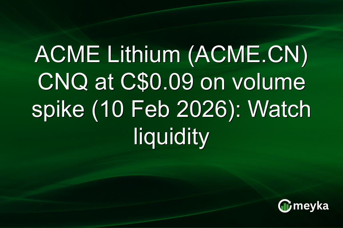 ACME Lithium (ACME.CN) CNQ at C$0.09 on volume spike (10 Feb 2026): Watch liquidity
