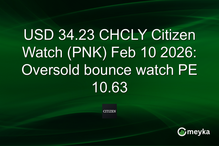 USD 34.23 CHCLY Citizen Watch (PNK) Feb 10 2026: Oversold bounce watch PE 10.63
