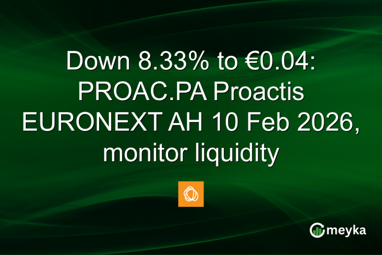Down 8.33% to €0.04: PROAC.PA Proactis EURONEXT AH 10 Feb 2026, monitor liquidity