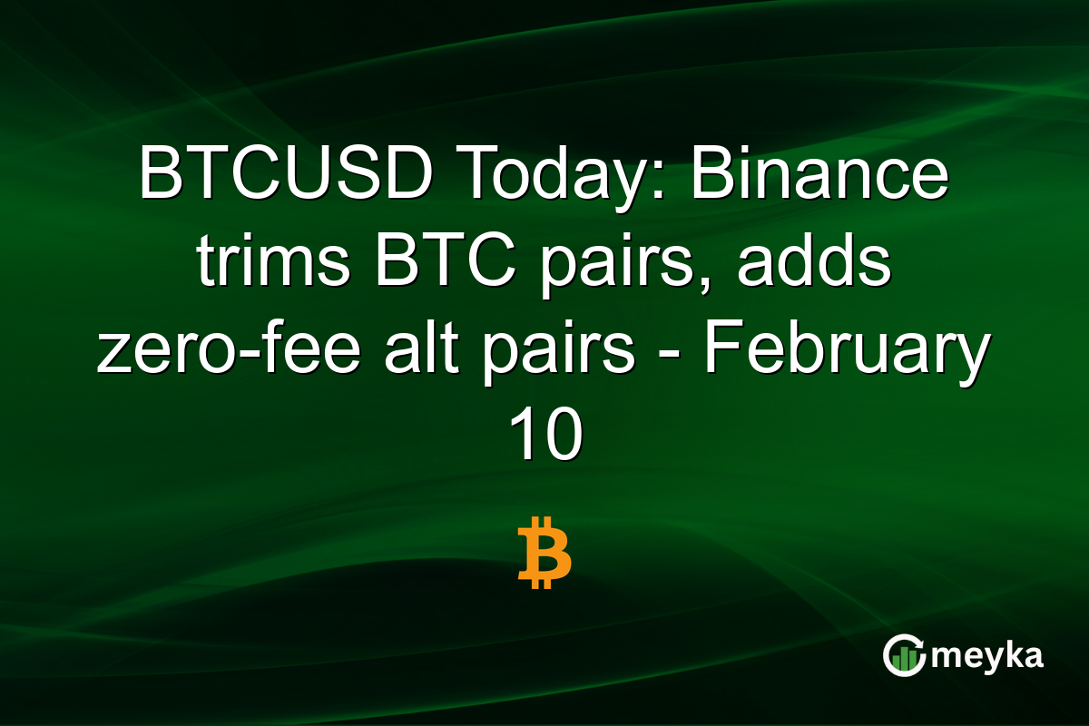 BTCUSD Today: Binance trims BTC pairs, adds zero-fee alt pairs - February 10