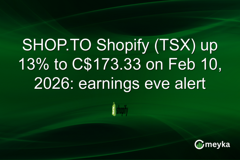SHOP.TO Shopify (TSX) up 13% to C$173.33 on Feb 10, 2026: earnings eve alert