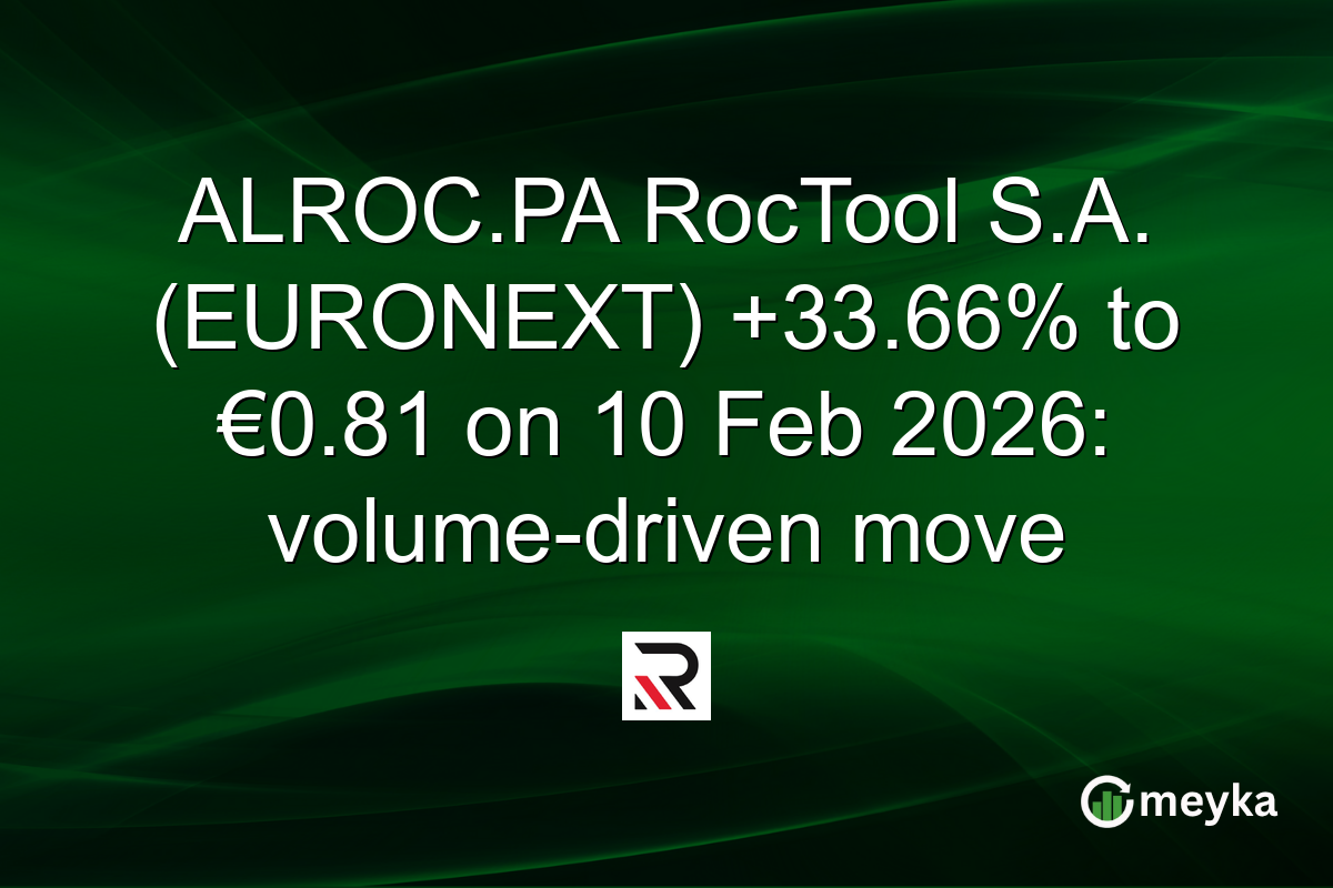 ALROC.PA RocTool S.A. (EURONEXT) +33.66% to €0.81 on 10 Feb 2026: volume-driven move
