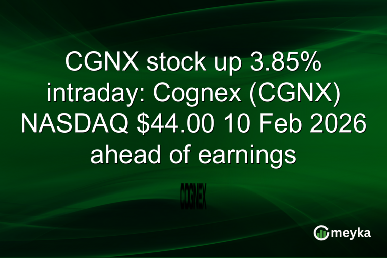 CGNX stock up 3.85% intraday: Cognex (CGNX) NASDAQ $44.00 10 Feb 2026 ahead of earnings
