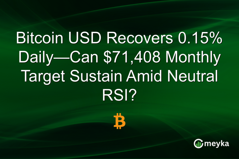 Bitcoin USD Recovers 0.15% Daily—Can $71,408 Monthly Target Sustain Amid Neutral RSI?