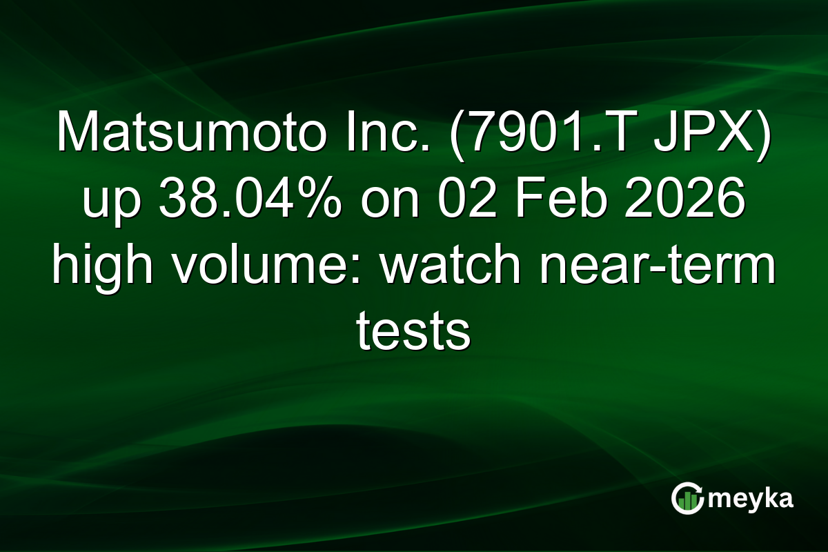 Matsumoto Inc. (7901.T JPX) up 38.04% on 02 Feb 2026 high volume: watch near-term tests