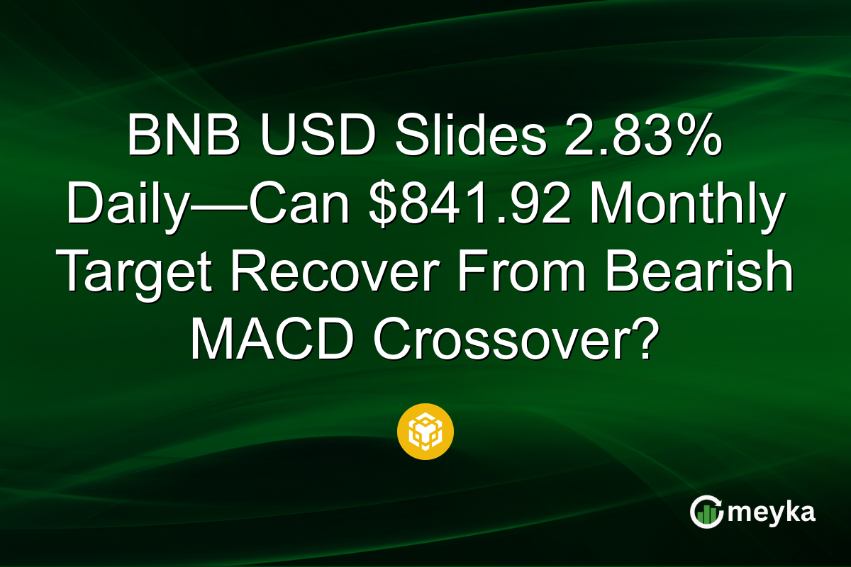 BNB USD Slides 2.83% Daily—Can $841.92 Monthly Target Recover From Bearish MACD Crossover?