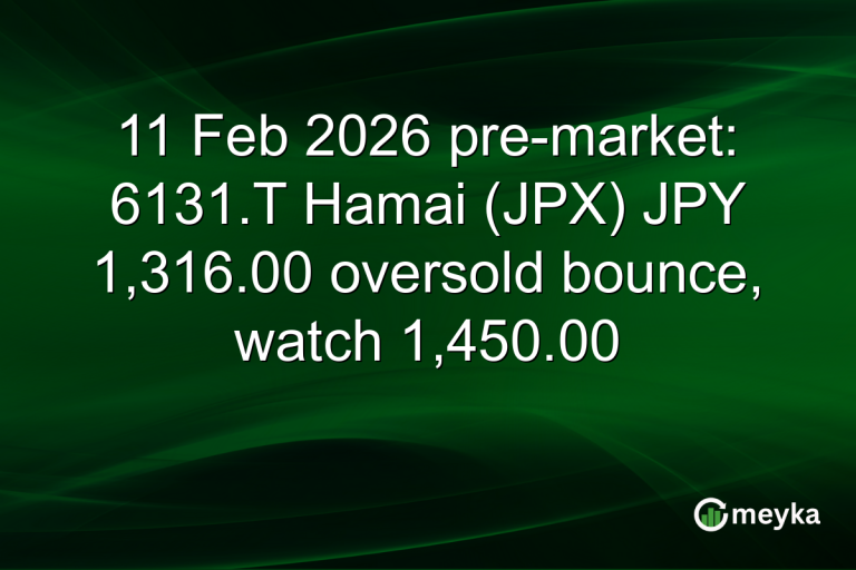 11 Feb 2026 pre-market: 6131.T Hamai (JPX) JPY 1,316.00 oversold bounce, watch 1,450.00