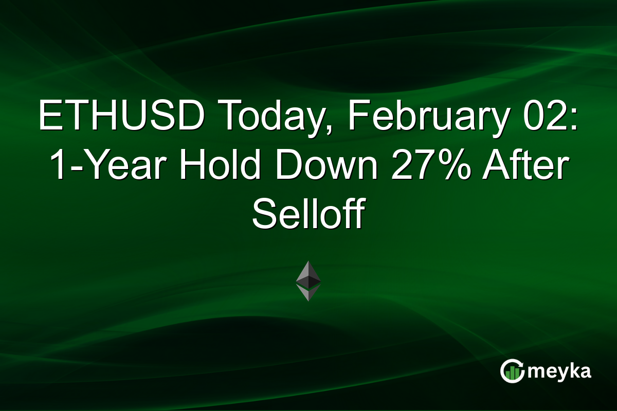 ETHUSD Today, February 02: 1-Year Hold Down 27% After Selloff