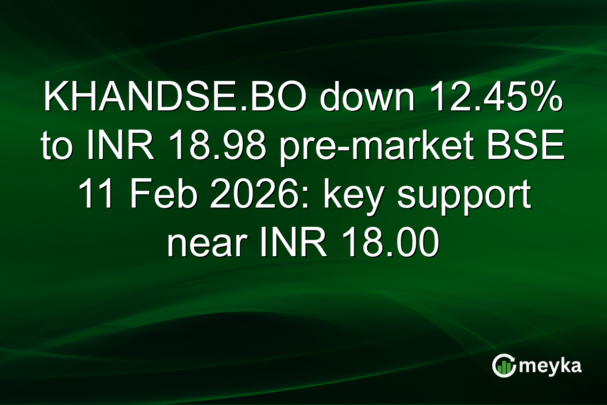 KHANDSE.BO down 12.45% to INR 18.98 pre-market BSE 11 Feb 2026: key support near INR 18.00