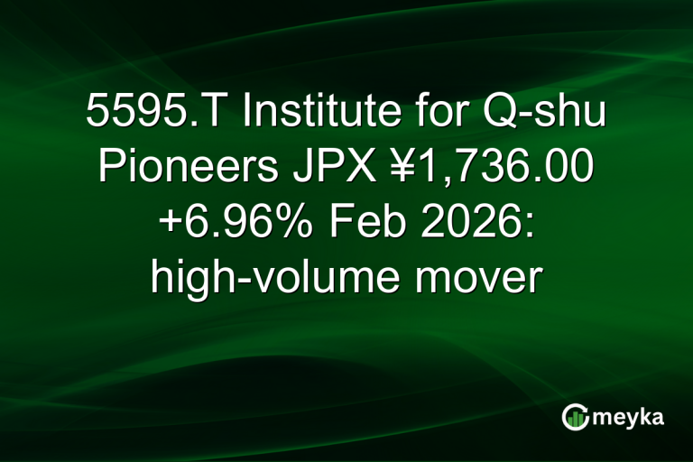 5595.T Institute for Q-shu Pioneers JPX ¥1,736.00 +6.96% Feb 2026: high-volume mover