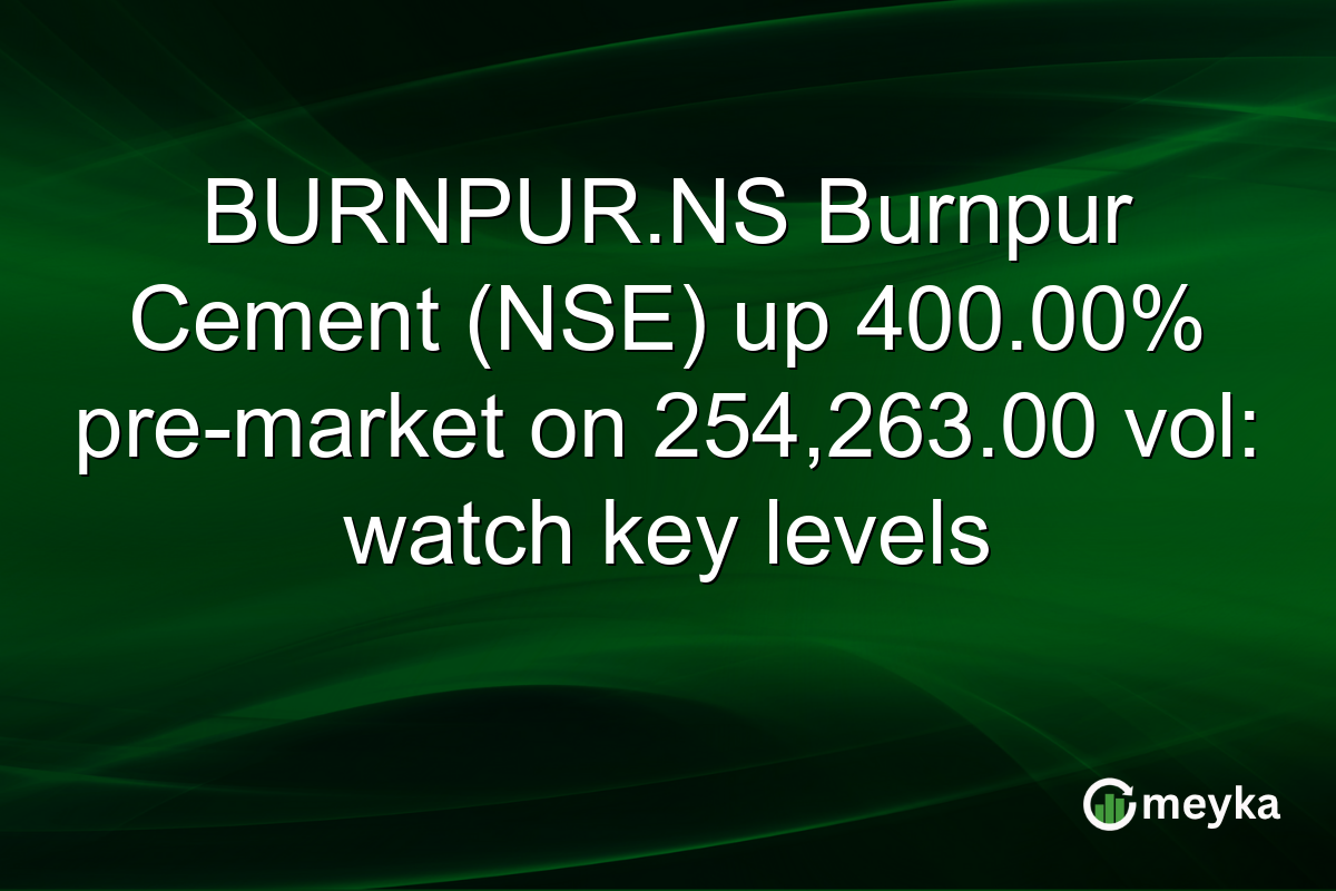 BURNPUR.NS Burnpur Cement (NSE) up 400.00% pre-market on 254,263.00 vol: watch key levels