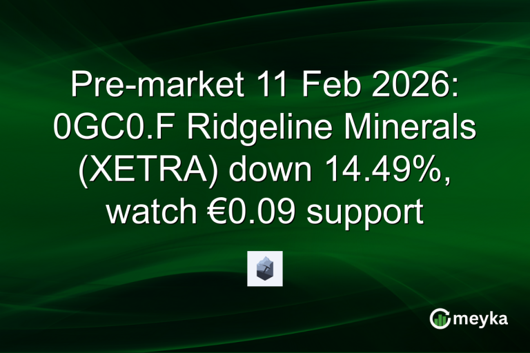 Pre-market 11 Feb 2026: 0GC0.F Ridgeline Minerals (XETRA) down 14.49%, watch €0.09 support