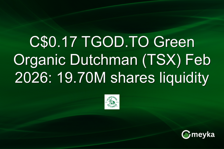 C$0.17 TGOD.TO Green Organic Dutchman (TSX) Feb 2026: 19.70M shares liquidity