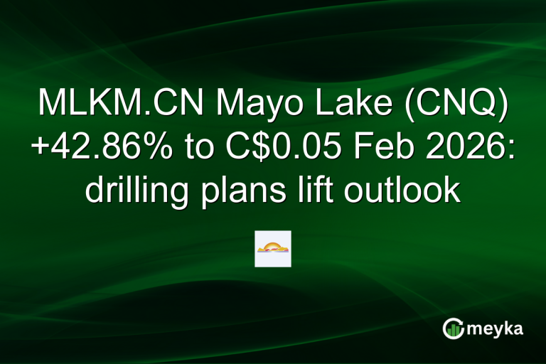 MLKM.CN Mayo Lake (CNQ) +42.86% to C$0.05 Feb 2026: drilling plans lift outlook