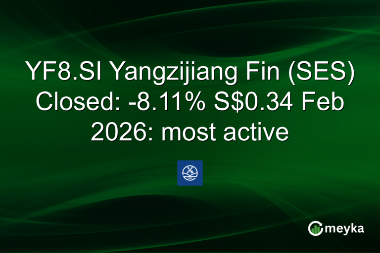 YF8.SI Yangzijiang Fin (SES) Closed: -8.11% S$0.34 Feb 2026: most active