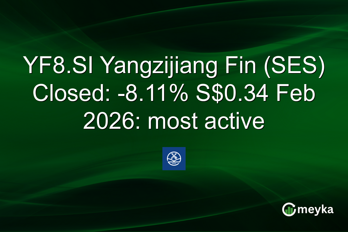 YF8.SI Yangzijiang Fin (SES) Closed: -8.11% S$0.34 Feb 2026: most active