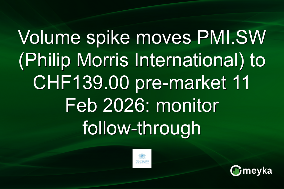 Volume spike moves PMI.SW (Philip Morris International) to CHF139.00 pre-market 11 Feb 2026: monitor follow-through