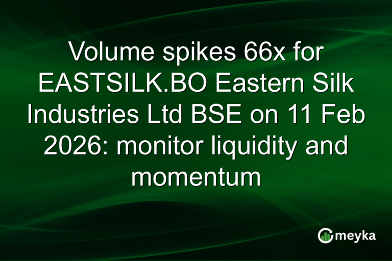 Volume spikes 66x for EASTSILK.BO Eastern Silk Industries Ltd BSE on 11 Feb 2026: monitor liquidity and momentum