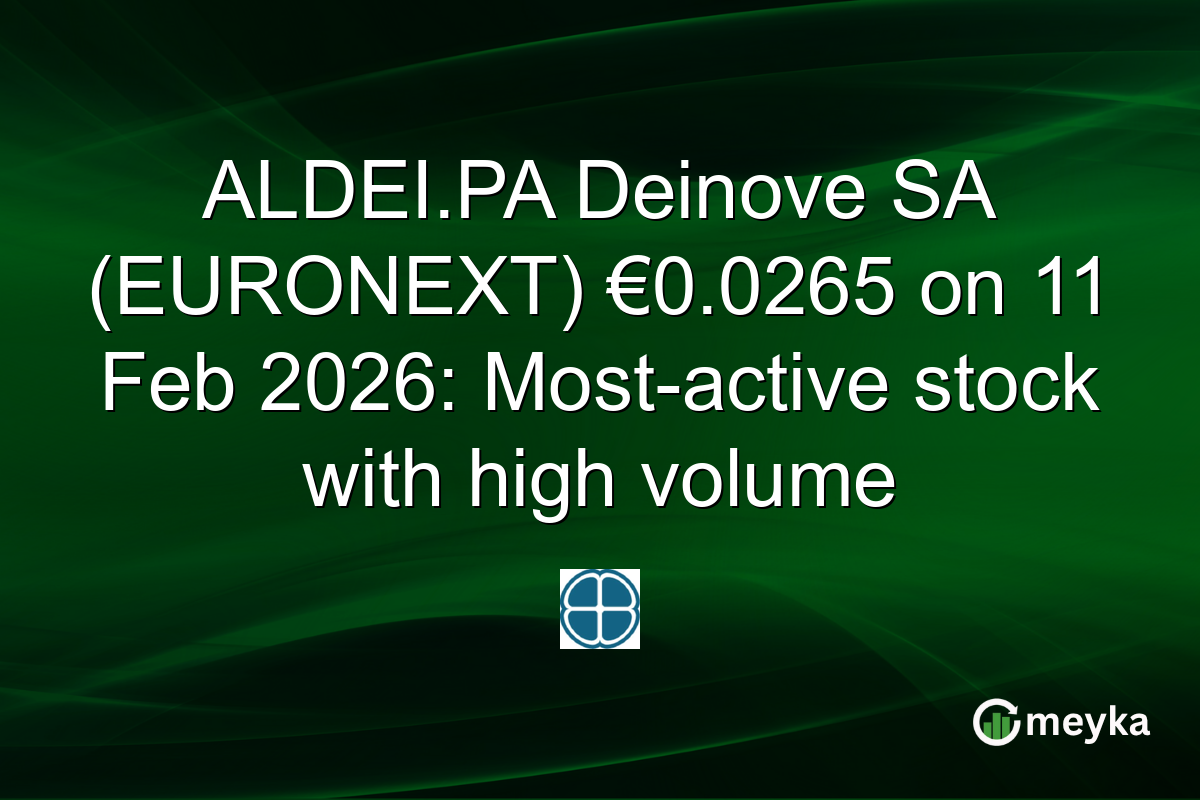 ALDEI.PA Deinove SA (EURONEXT) €0.0265 on 11 Feb 2026: Most-active stock with high volume
