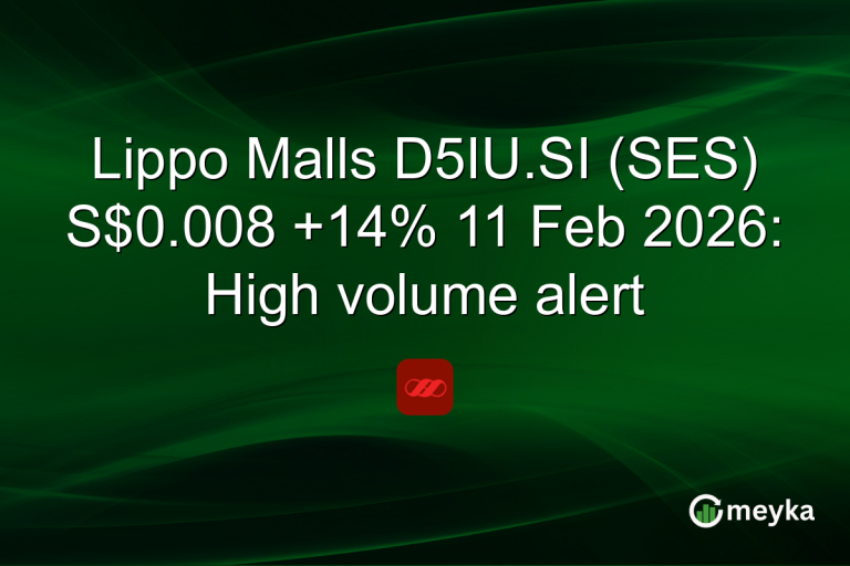Lippo Malls D5IU.SI (SES) S$0.008 +14% 11 Feb 2026: High volume alert