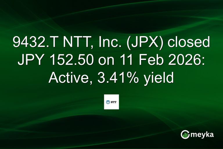 9432.T NTT, Inc. (JPX) closed JPY 152.50 on 11 Feb 2026: Active, 3.41% yield